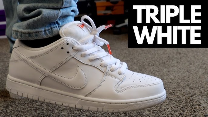 Nike SB Dunk Low Triple White Unboxing + On Feet! - YouTube