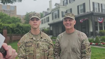 West Point Supe Lt Gen Steve Gilland, First Captain Mart Van De Wall on  March Back Day Class 