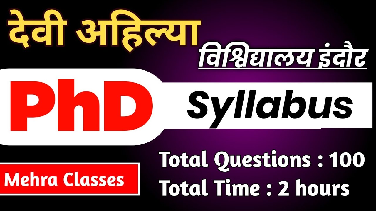 DAVV PhD Exam Syllabus 2023 || PhD exam syllabus