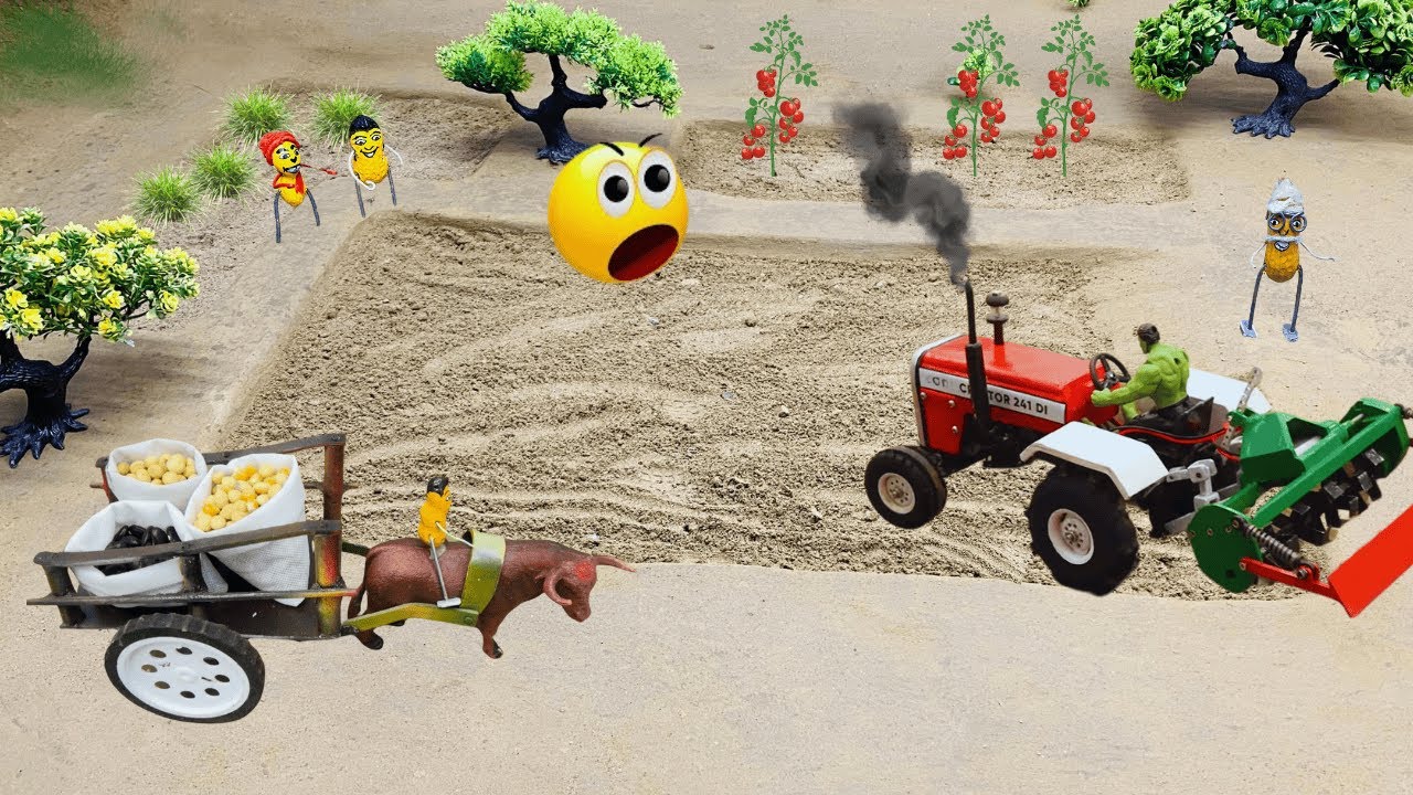 Diy mini tractor plough machine science project! @spucreator