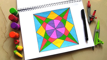 Square Geometry Art || Square Geometry Pattern with Painting || Simple Art Drawing || @learnart