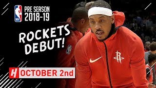 Carmelo Anthony Full ROCKETS DEBUT Highlights vs Grizzlies 2018.10.02 - 13 Points!