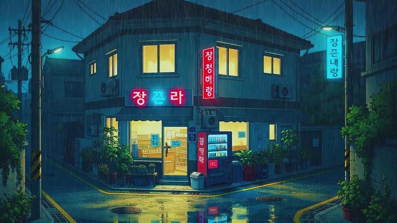 Rain Sounds plus Lofi for Long Sessions in a Calm Korean Night Ambience for Clear Thinking 😌