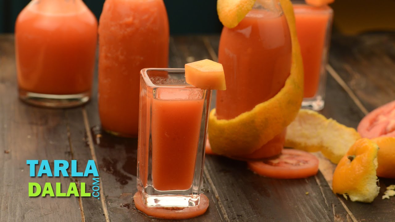 Tomato, Orange, Carrot and Papaya Juice ( Vitamin A and C) by Tarla Dalal