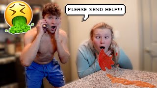 Throwing Up BLOOD Prank On My Husband **HE TRIED TO CALL 911**