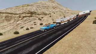 BeamNG - Dually Pulling 4 trailers