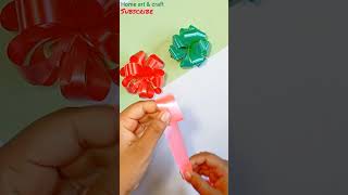 How to make puff bow with ribbon for gift wrapping || Gift wrap bow tutorial || #shorts screenshot 2