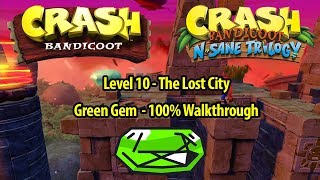 Crash Bandicoot 1 HD - The Lost City 100% Walkthrough - GREEN GEM LOCATION - N. Sane Trilogy screenshot 4