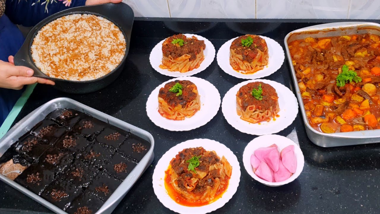 أول عزومة فى المطبخ الجديد الأكل اتنسف وملحقتش اغرف😃/طواجن مكرونه/جاتو شاتو