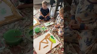Recycled art project day! Twins, 5 yrs old Milo & Boden