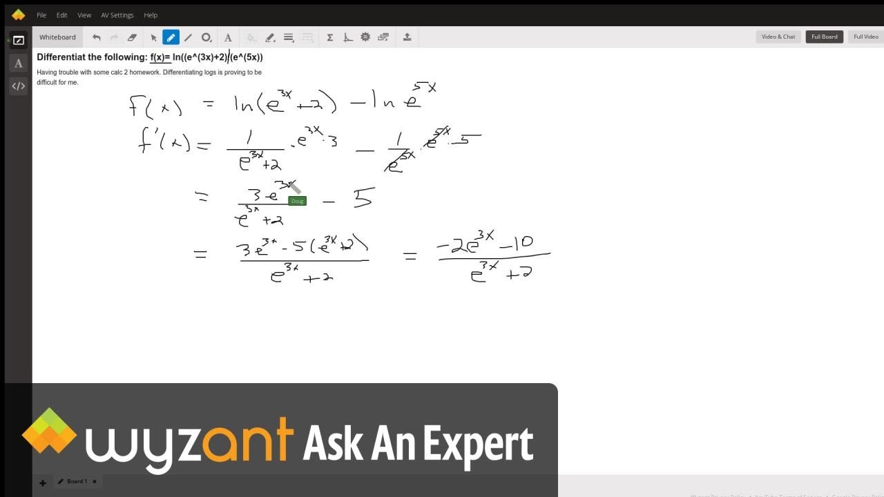 Differentiat The Following F X Ln E 3x 2 E 5x Wyzant Ask An Expert