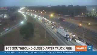TRAFFIC ALERT: I-75 south at standstill after mail truck catches on fire in Monroe County