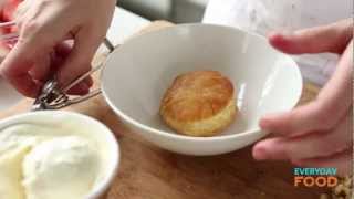 Strawberry Sundae Puff with Chocolate Sauce | Everyday Food with Sarah Carey