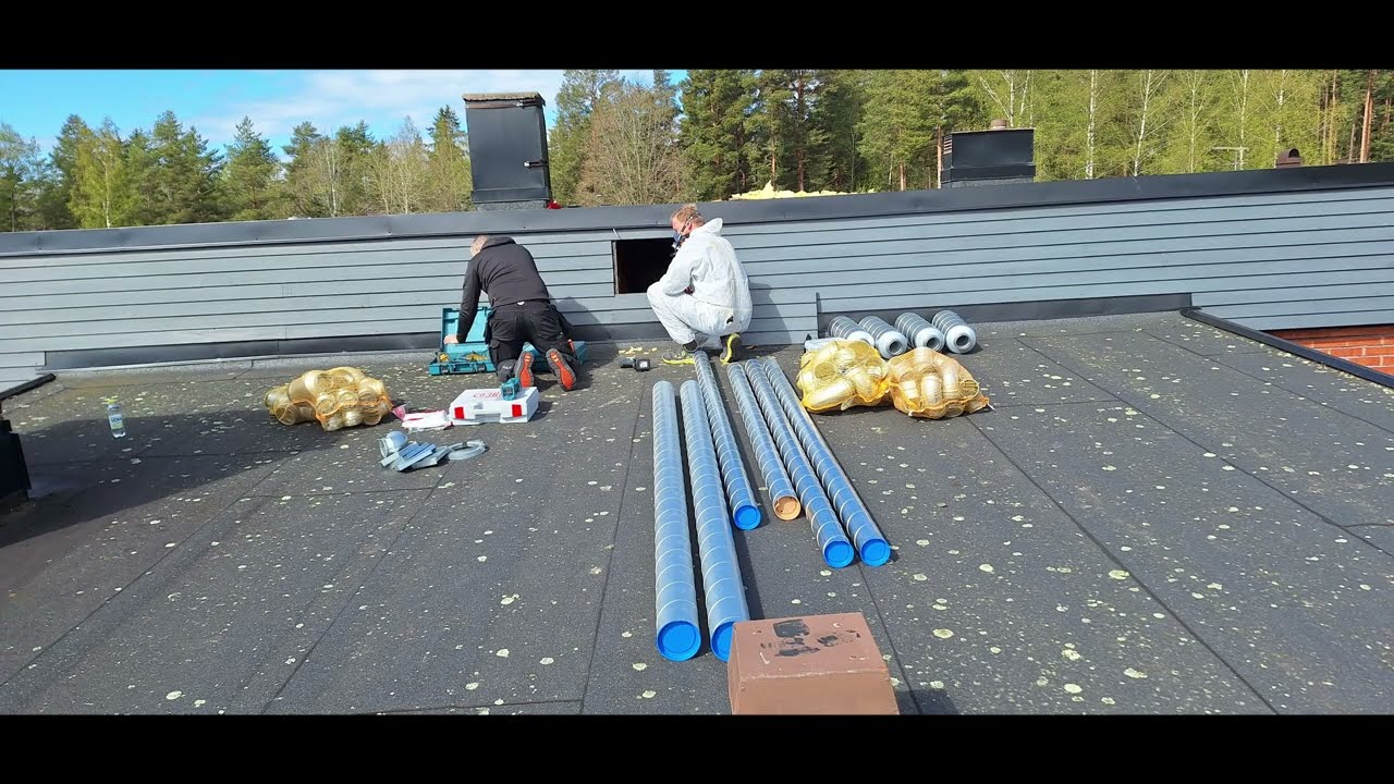 Installera ventilation FTX i äldre befintligt hus med platt tak