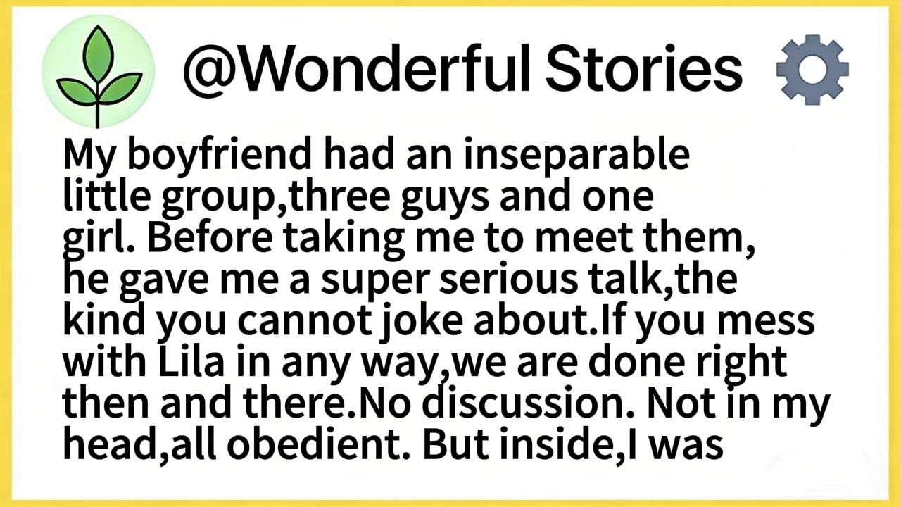 My boyfriend had an inseparable little group,three guys and one girl. Before taking me to meet them