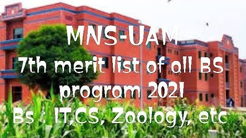 seventh merit list of all BS programs MNS university of agriculture multan 2021