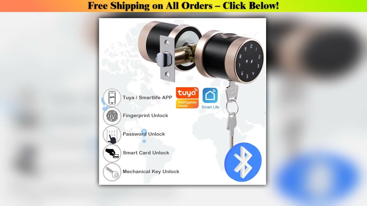 Fingerprint Door Lock Tuya Bluetooth Wifi Digital Keyboard Smart Card Combination knob Lock For