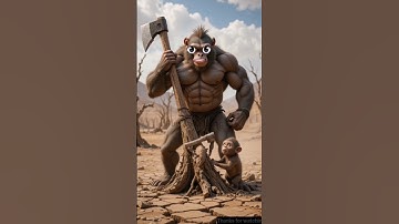 The monkey and his child live in a tree house andenjoydrinking sugarcane juice🤣 #ai​#monkey​ #home​