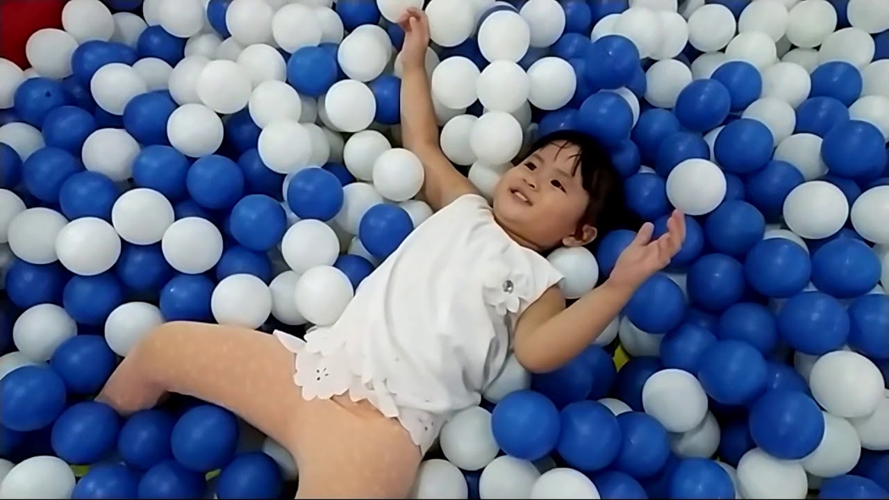 Baby jumping trampoline and balls YouTube