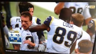 Jared Cook shoves Austin Davis