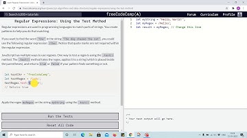 Tutorial 1 - using the test method in regular expression - freecodecamp