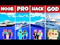 Minecraft: FAMILY MODERN YACHT BUILD CHALLENGE - NOOB vs PRO vs HACKER vs GOD in Minecraft
