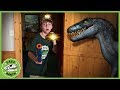 Dinosaurs in Haunted Cabin! Dinosaur Chase in Kids Pretend Play Ghost Adventure with Nerf Toys