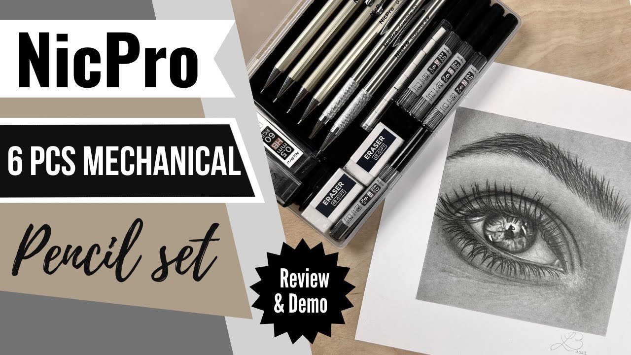 Nicpro 6PCS Art Mechanical Pencils Set, 3 PCS Metal Drafting Pencil 0.