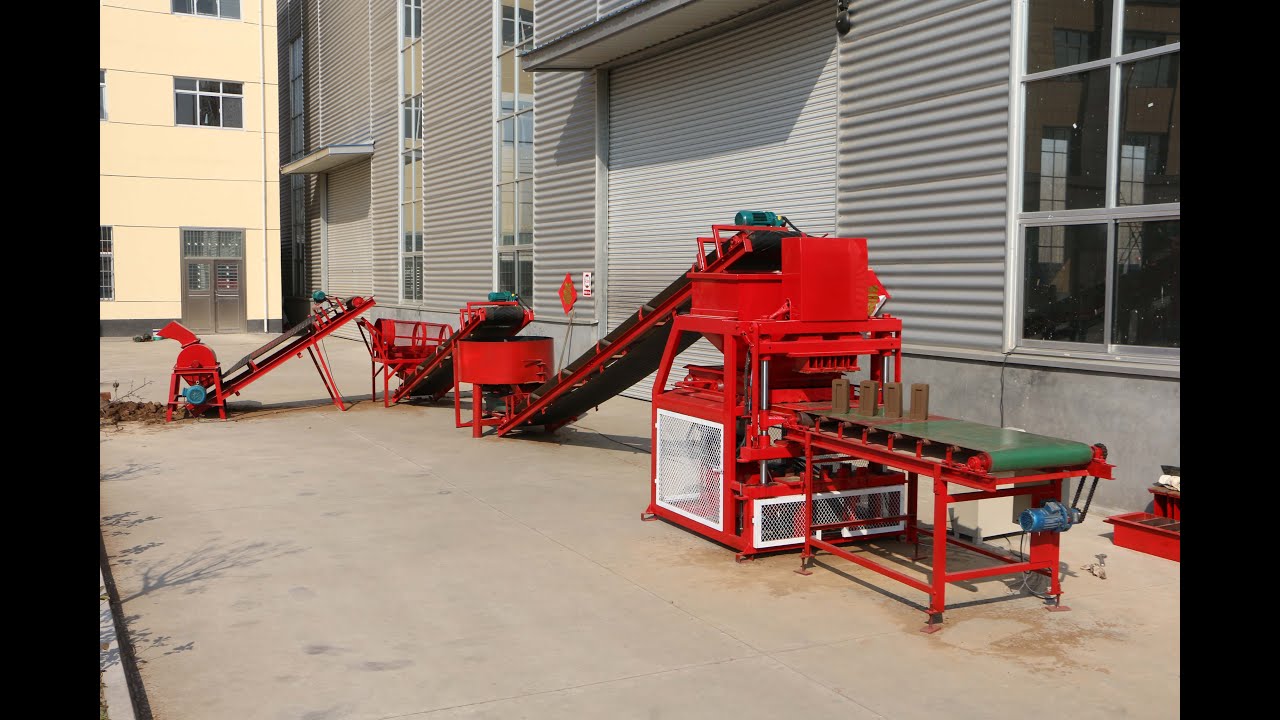 Automatic interlocking clay brick making machine line - YouTube
