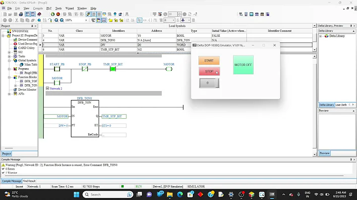 PLC Programming Tutorial: Ladder Diagrams (TON) and HMI Design with ISPSoft & DOPSoft