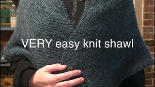 EASY Beginner Knit Shawl (Detailed, how to yarn over)
