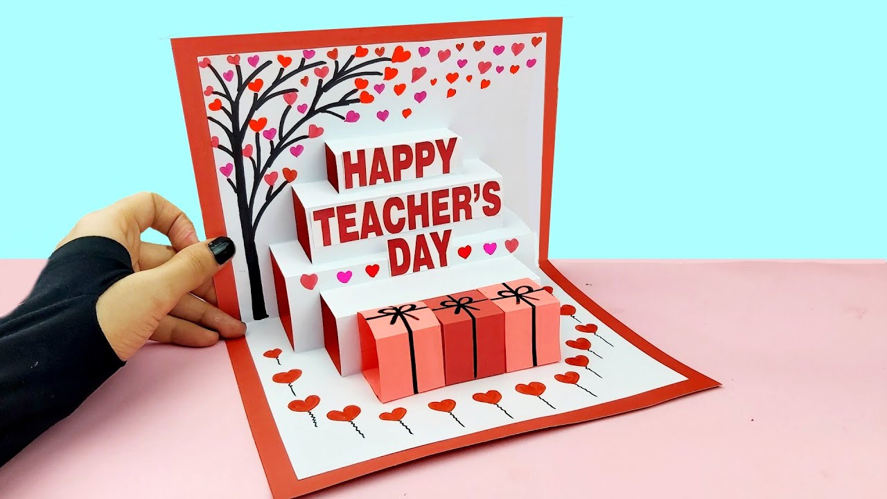 DIY Teacher's Day Pop UP Card with Drawing/ Handmade Teachers Day pop-up card making idea