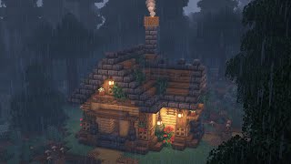Building an Overgrown Spruce Cottage in the rain | Minecraft Relaxing Longplay | 1.20