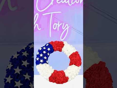 DIY Mini Rose Wreath for the 4th of July! ❤️🤍💙 #Shorts #wreathtutorial