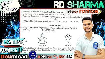Ex 12.1 Q7 to Q11 | RD Sharma Class 9 | Chapter 12 Congruent Triangles | CBSE | MD Sir 9