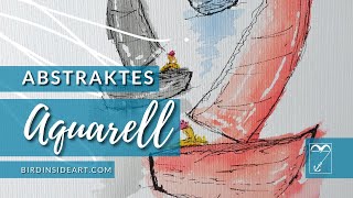 Segelboote in Aquarell malen, abstrakt malen, simpel Aquarell malen, einfach malen