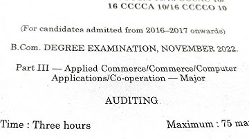 Auditing Question Paper Nov 2022 (Bharadhidasan University)