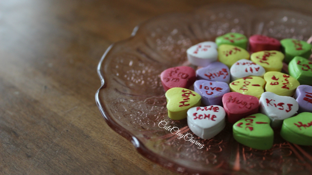How to Make Polymer Clay Candy Hearts - YouTube