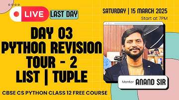 Day 03 | CS Python Class 12 | Chapter 01 | Python Revision Tour - 2 | PYQ | Important Questions