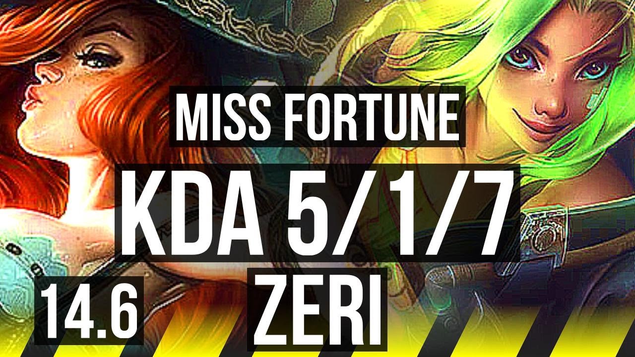 MISS FORTUNE & Pantheon vs ZERI & Yuumi (ADC) | 5/1/7 | NA Master | 14.6