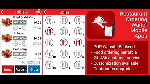 Restaurant Order for Waiters Mobile App Source Codes For Android and iOS