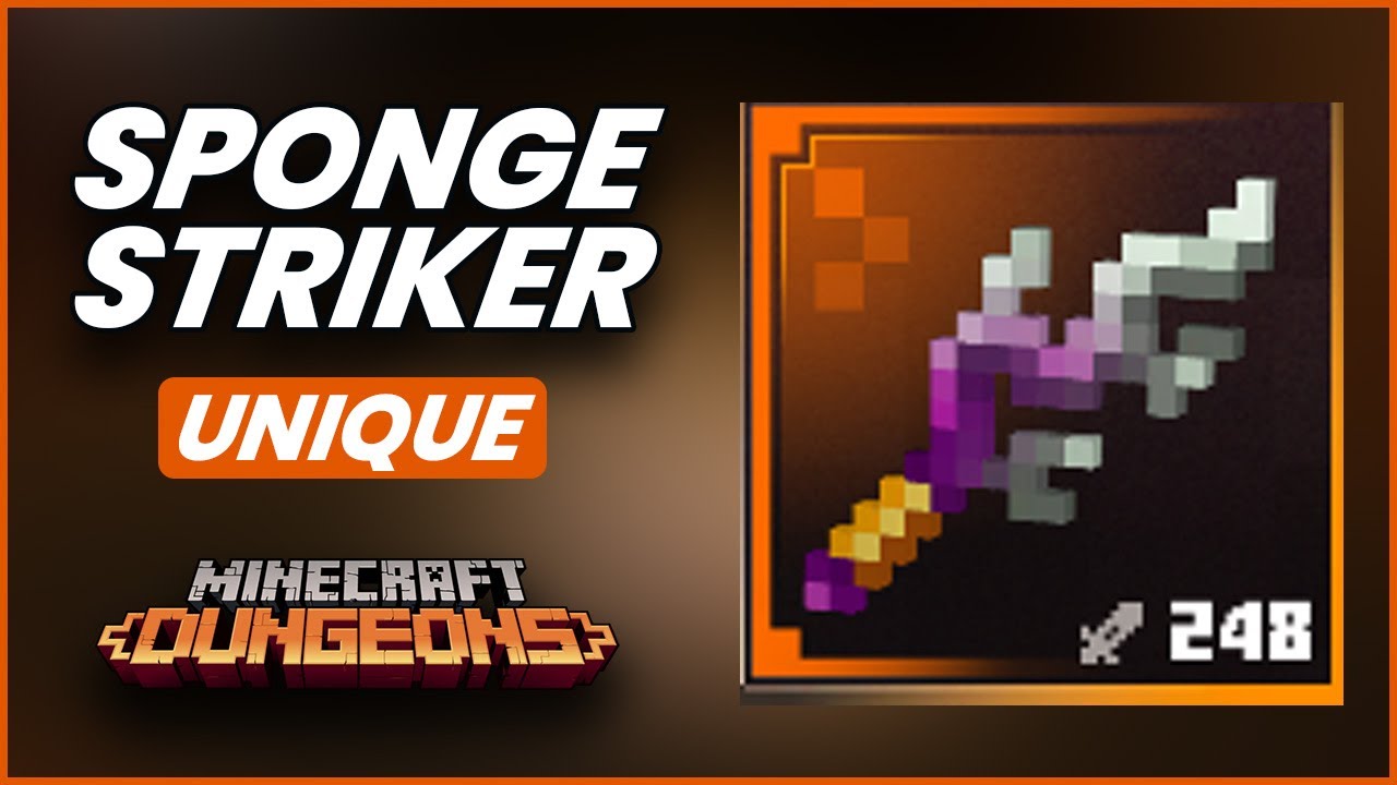 SPONGE STRIKER [UNIQUE] Weapon in Minecraft Dungeons Hidden Depths DLC ...