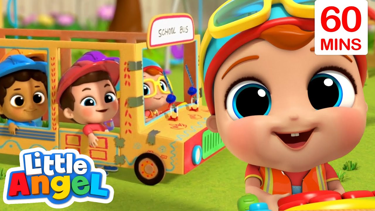 Wheels On The Bus + More - Little Angel | Kids Cartoons & Nursery Rhymes |  Moonbug Kids - YouTube