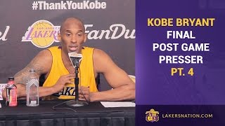 Kobe Bryant After Final Game: Press Interview (PT. 4)