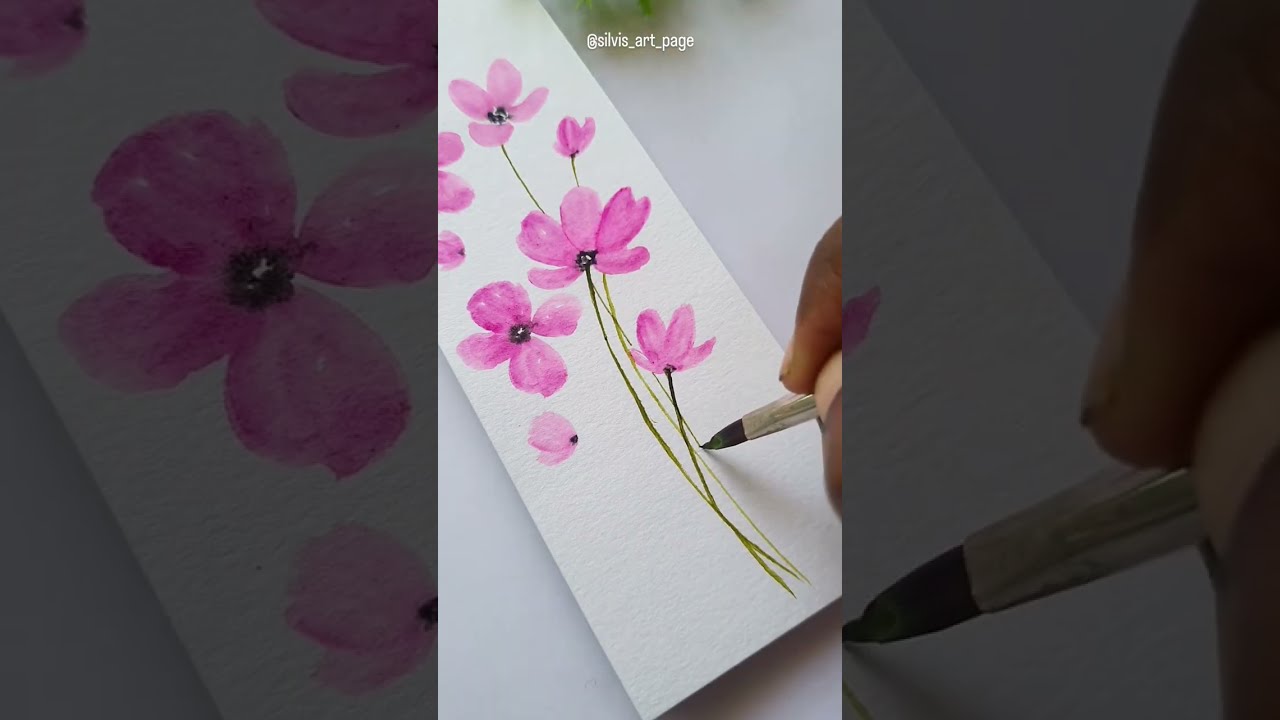 Sparkling Tiny Flowers🌸| Glitter Flower Painting Magic!