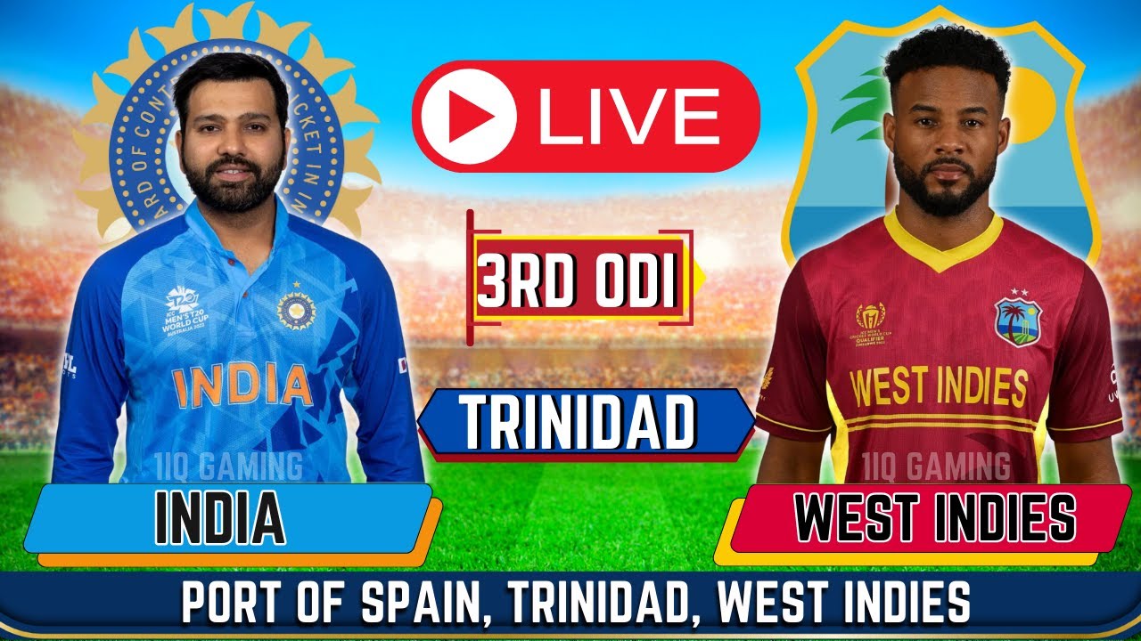 LIVE CRICKET MATCH TODAY India vs West Indies 3rd ODI LIVE MATCH TODAY  CRICKET LIVE