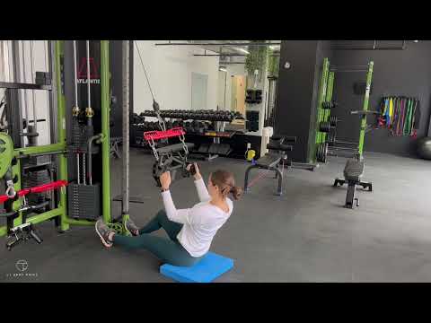 SEATED CABLE LAT PULLDOWN FROM THE FLOOR WITH PRIME BAR