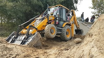 JCB Breaking and Pulling Bridge Wall - JCB Working For New Bridge Construction - JCB Dozer Video