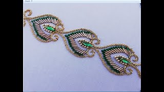 hand embroidery/border line embroidery with long beads and stones