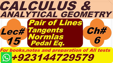 Lecture No. 15 || Plane Curves 1  || Chap # 6 || Calculus and Analytic Geometry by S.M.Yousaf.